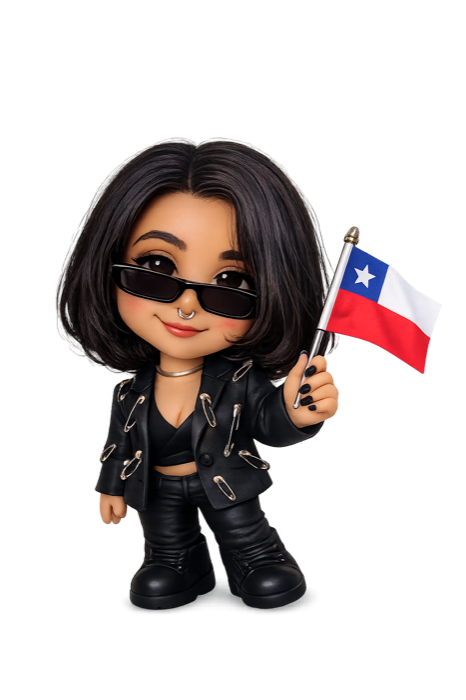 Mascote da rifa segurando a bandeira do Chile